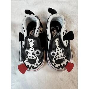 VANS Puppy Dog Slip On V Shoes Toddler Size 5 Great Condition Black White